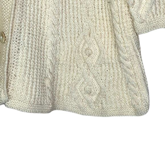 Quill’s Woolen Market Irish Made Classic Cardigan - CREAM - Picture 7 of 10